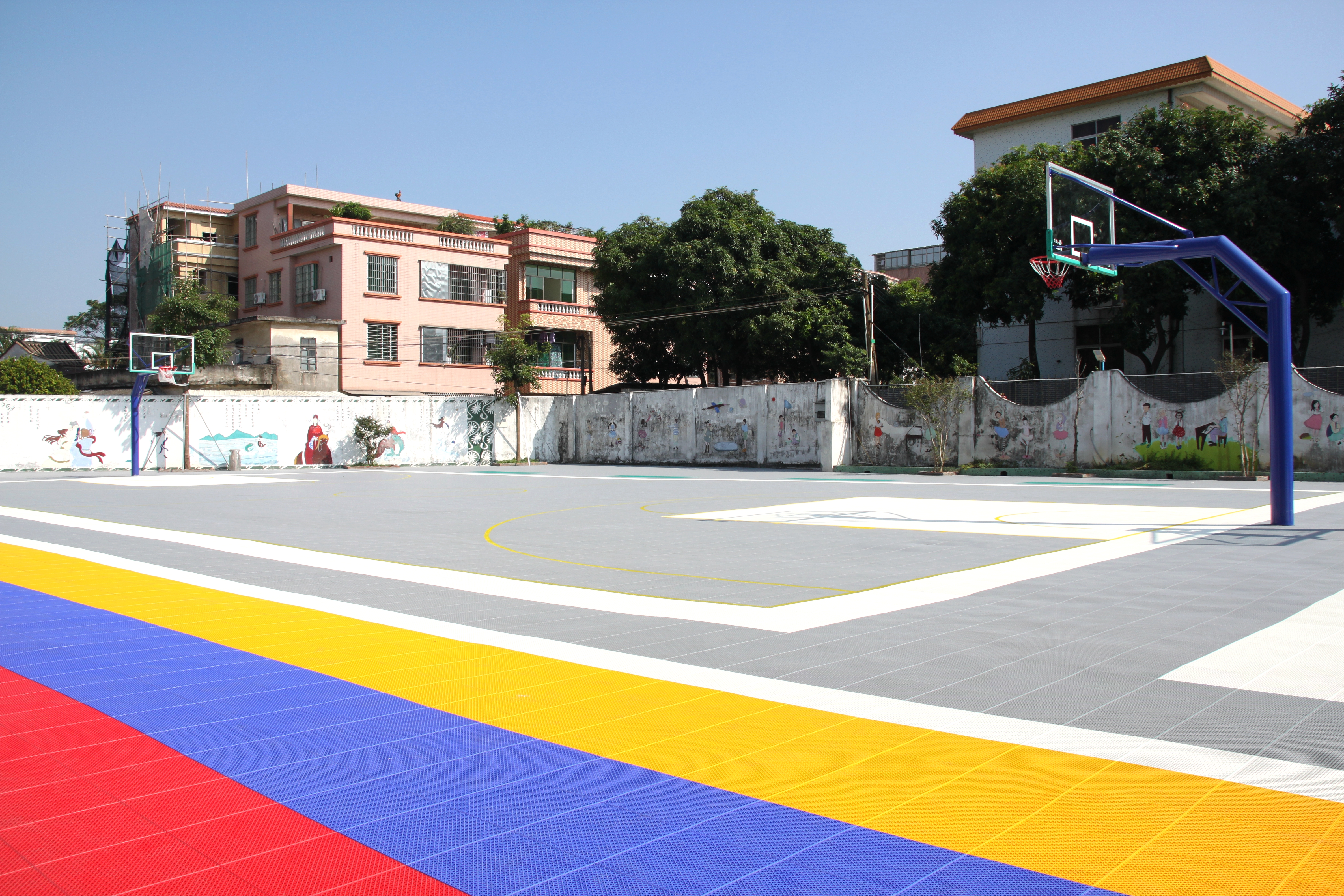 广州番禺区沙涌小学操场+篮球场悬浮地板